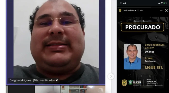 Procurado: PC divulga nova foto e reitera buscas por ex-vereador Diogo Rodrigues